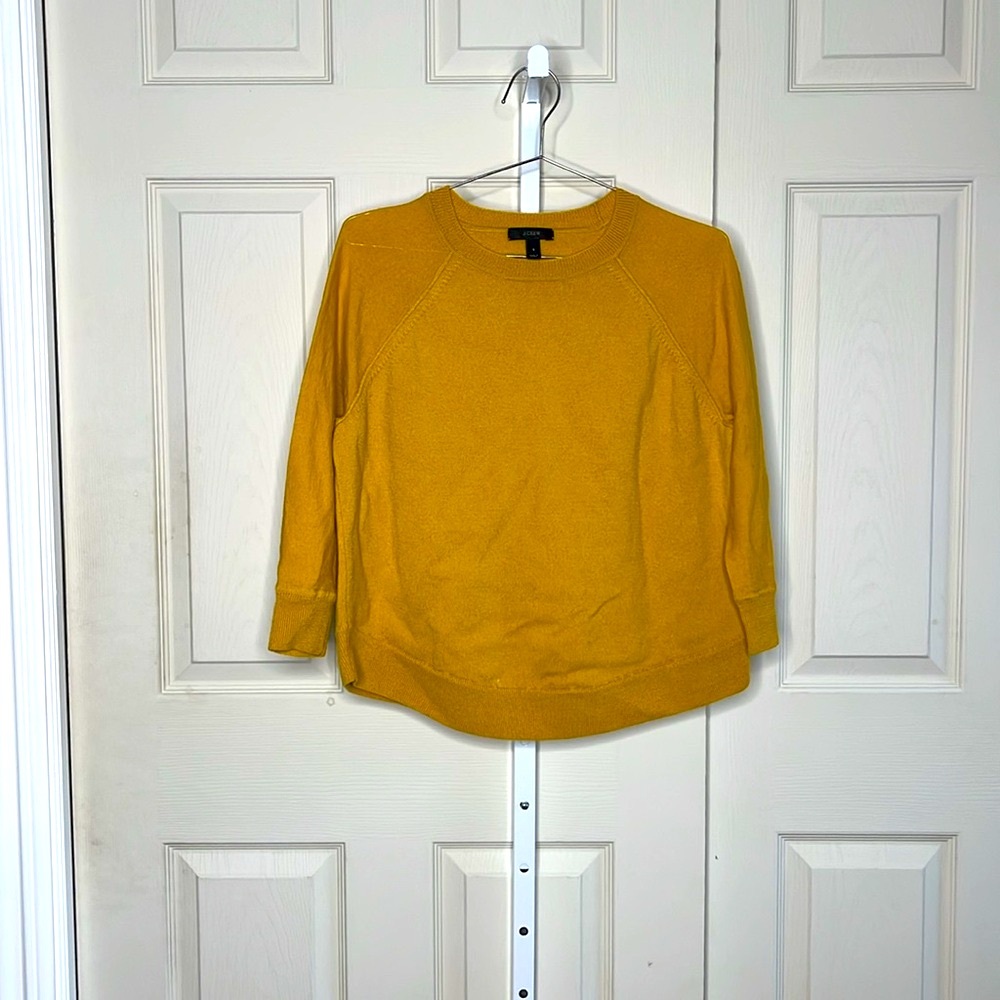 J.Crew Merino Wool Ribbed Sweater Mustard Yellow Size Small